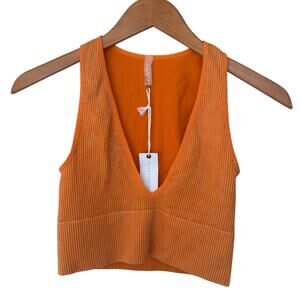 ANWND Orange S/M Ribbed Workout Sports Bra NWT